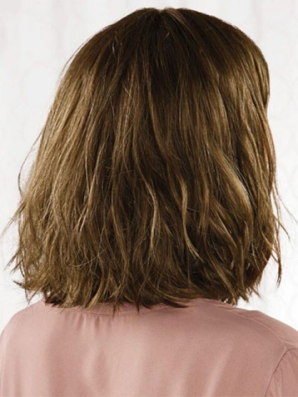 Bob Style Golvende Remy Human Hair Capless Pruiken Met Pony 12 Inches