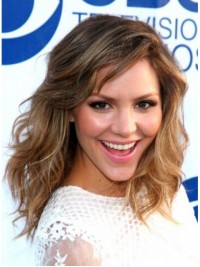 Katharine Mcphee Tweekleurige Lange Capless Remy Menselijk Haar Pruiken 16 Inches