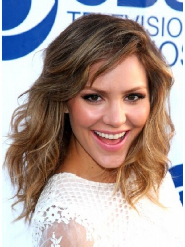 Katharine Mcphee Tweekleurige Lange Capless Remy Menselijk Haar Pruiken 16 Inches
