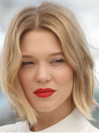 Blonde Centrale Scheiding Rechte Korte Kaploze Pruiken Van Echt Haar 12 Inch