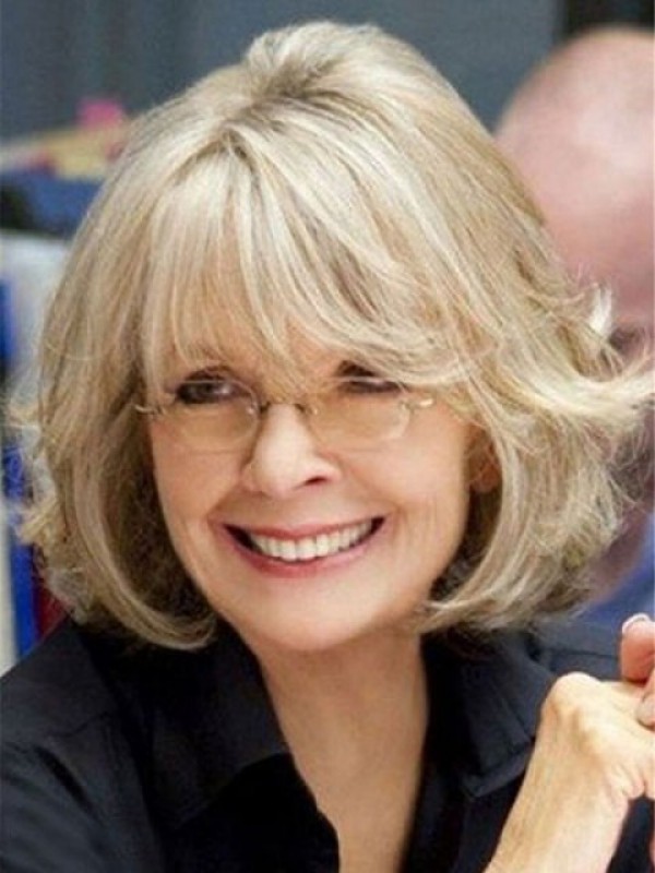 Korte Blonde Bob Rechte Mensenhaar Lace Front Damespruik 10 Inches