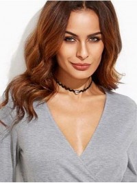 Lange Golvende Middenscheiding Lace Front Remy Mensenhaar Pruiken 16 Inch