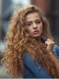 Zijscheiding Lang Krullend Lace Front Pruiken Van Echt Haar 26 Inch