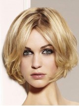 Centrale Scheiding Gelaagde Blonde Golvende Lace Front Remy Mensenhaar Pruiken 10 Inch
