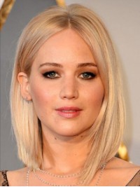 Middellange Blonde Middenscheiding Rechte Mensenhaar Pruiken 12 Inch