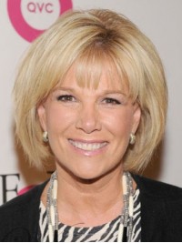 Joan Lunden Bob-Stijl Rechte Blonde Kaploze Pruiken Van Echt Haar Met Pony 10 Inch