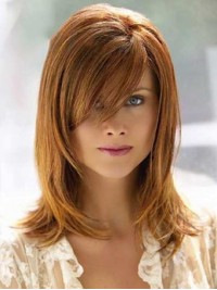 Schouderlengte Rechte Full Lace Remy-Pruiken Van Echt Haar Met Pony 14 Inch