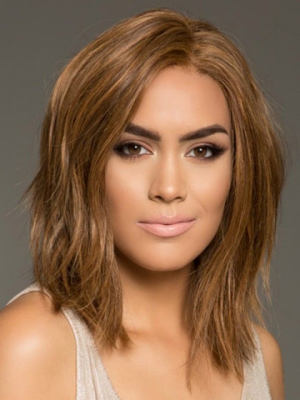 Medium Lace Front Rechte Menselijk Haar Pruiken 14 Inches