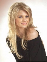 Gelaagde Blonde Lange Rechte Lace Front Remy Mensenhaar Pruiken 18 Inch