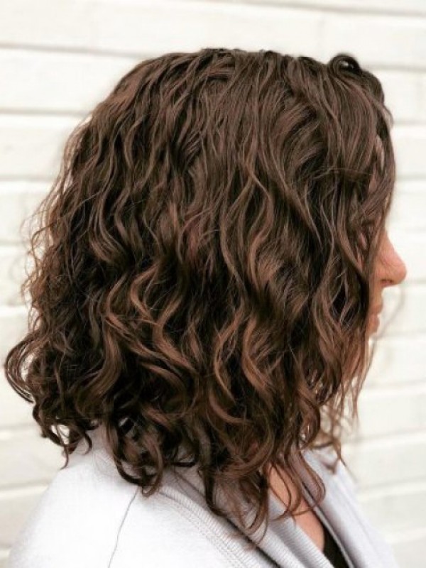 Bruine Lange Kaploze Krullende Remy-Pruiken Van Menselijk Haar 16 Inch