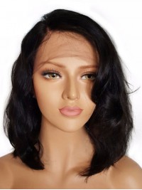 Echt Haar Met Maagdelijk Haar Voor Dames, Golvende Kanten Pruiken 14 Inch