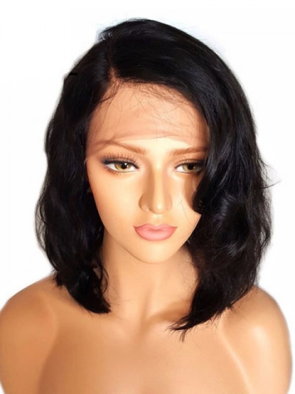 Echt Haar Met Maagdelijk Haar Voor Dames, Golvende Kanten Pruiken 14 Inch