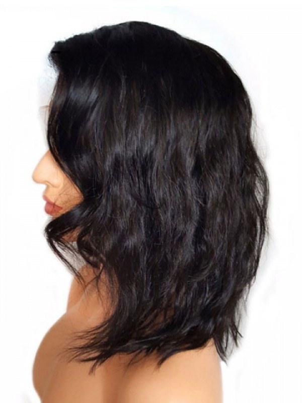 Echt Haar Met Maagdelijk Haar Voor Dames, Golvende Kanten Pruiken 14 Inch