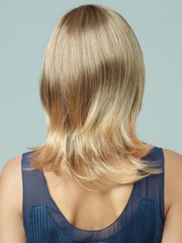 Gelaagde Blonde Rechte Remy Menselijke Pruiken Met Pony Aan De Zijkant
