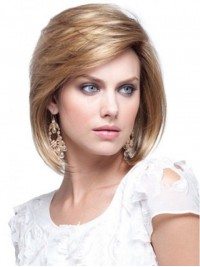 Blonde Rechte Korte Capless Remy Menselijk Haar Pruiken 10 Inches