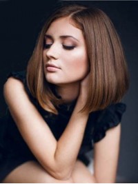 Rechte Remy-Pruiken Van Menselijk Haar In Bob-Stijl Met Pony Aan De Zijkant 12 Inch