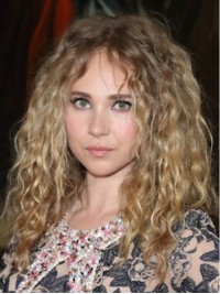 Lichtbruine Middenscheiding Lang Krullend Lace Front Pruiken Van Echt Haar 18 Inch
