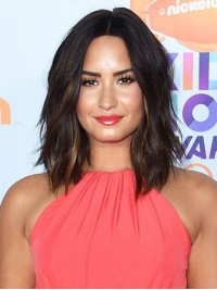 Demi Lovato Medium Centrale Scheiding Golvende Capless Remy Menselijk Haar Pruiken 12 Inch