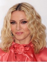 Middenscheiding Blonde Medium Golvende Lace Front Pruiken Van Echt Haar 14 Inch