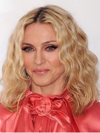 Middenscheiding Blonde Medium Golvende Lace Front Pruiken Van Echt Haar 14 Inch