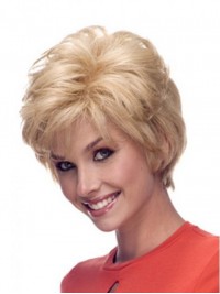 Blonde Jongen Geknipte Korte Rechte Lace Front Remy Mensenhaar Pruiken Met Pony 4 Inch