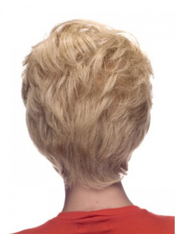 Blonde Jongen Geknipte Korte Rechte Lace Front Remy Mensenhaar Pruiken Met Pony 4 Inch