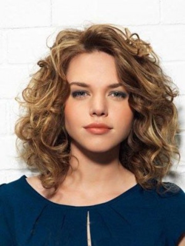 Bruin Medium Golvend Menselijk Haar Lace Front Pruiken 16 Inch
