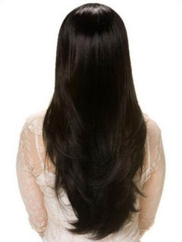 Zwarte Lange Rechte Lace Front Remy Mensenhaar Pruiken 28 Inch