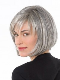 Lace Front Grijze Korte Rechte Synthetische Pruiken 10 Inches