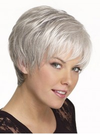 Korte, Gladde, Kaploze Pruiken Van Synthetisch Haar 6 Inch