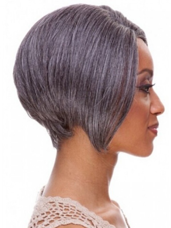 Lace Front Korte Striaght Grijze Synthetische Pruiken 8 Inch