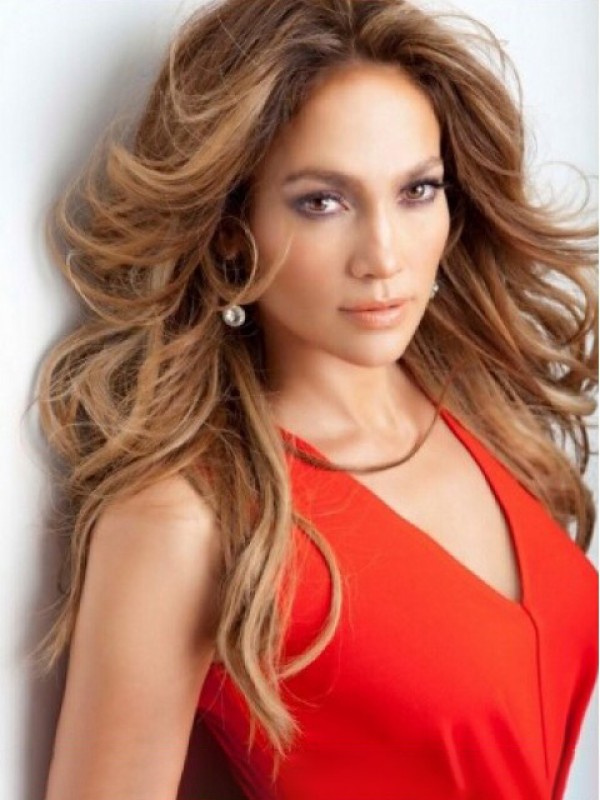 Jennifer Lopez Lange Golvende Pruiken Van Echt Haar Zonder Pony