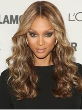 Tyra Banks Pruiken Van Echt Haar Met Middenscheiding En Lang Golvend Kant