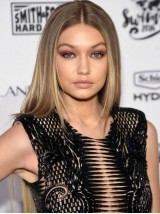 Gigi Hadid Blonde Middenscheiding Lange Rechte Kaploze Pruiken Van Echt Haar