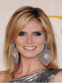 Heidi Klum Intimates Medium Rechte Kaploze Pruiken Van Echt Haar Met Pony Aan De Zijkant