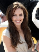 Angelina Jolie Lange Rechte Pruiken Van Echt Haar Met Pony Aan De Zijkant