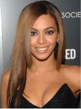 Beyonce Lange Rechte Pruiken Van Echt Haar Met Pony Aan De Zijkant