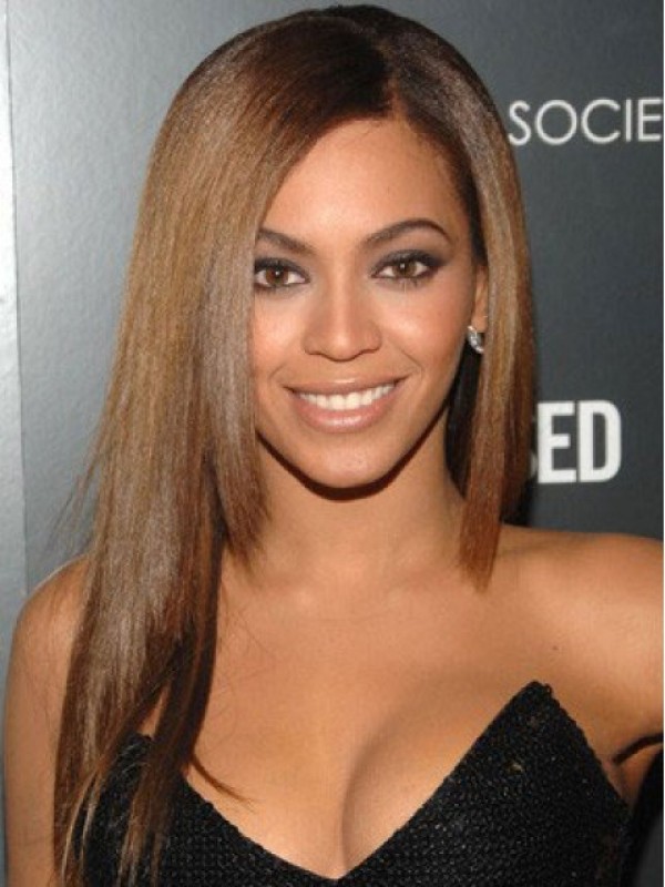 Beyonce Lange Rechte Pruiken Van Echt Haar Met Pony Aan De Zijkant