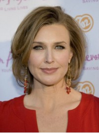 Brenda Strong Medium Golvende Pruiken Van Echt Haar Met Pony Aan De Zijkant