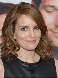 Tina Fey Medium Golvende Pruiken Van Echt Haar Met Kant En Pony Aan De Zijkant