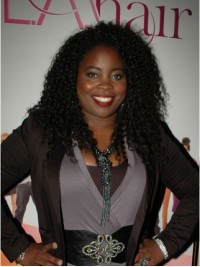 Kim Kimble Afro-Haar Lang Krullend Lace Front Pruiken Van Echt Haar Met Pony Opzij