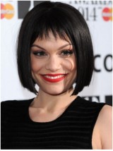 Jessie J Bob-Stijl Korte Rechte Monofilament Pruiken Van Echt Haar Met Pony