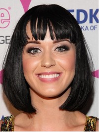 Katy Perry Korte Rechte Bob-Stijl Synthetische Kaploze Pruiken