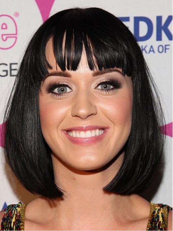 Katy Perry Korte Rechte Bob-Stijl Synthetische Kaploze Pruiken