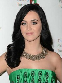 Katy Perry Lange Golvende Pruiken Van Echt Haar Met Kant En Pony Aan De Zijkant