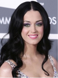 Katy Perry Middenscheiding Lange Golvende Synthetische Kaploze Pruiken