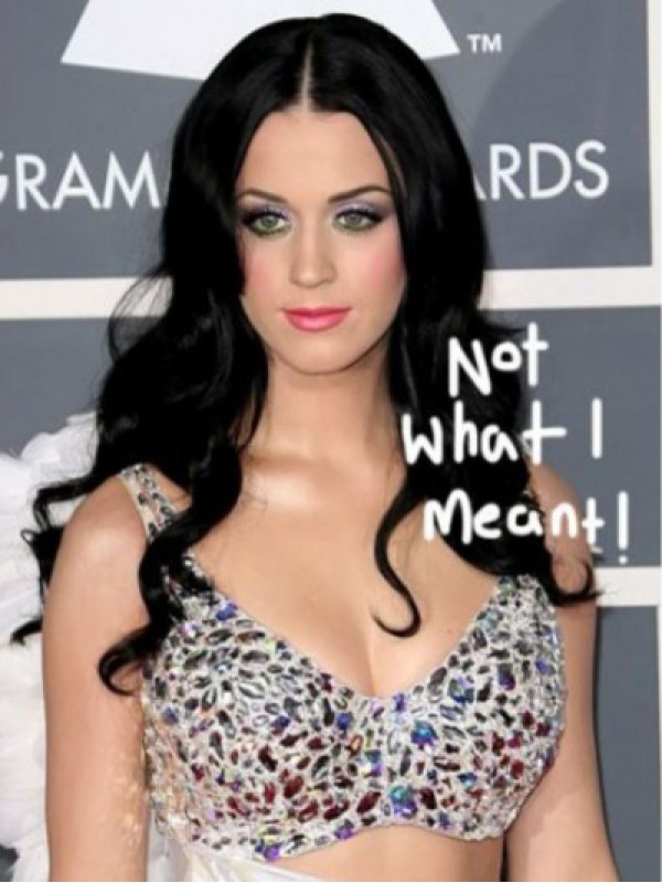 Katy Perry Middenscheiding Lange Golvende Synthetische Kaploze Pruiken