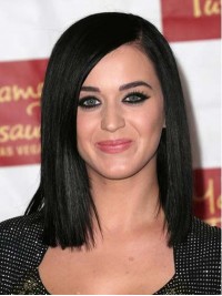 Katy Perry Medium Rechte Synthetische Pruiken Met Kant En Pony Aan De Zijkant