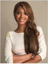 Beyonce Lange Golvende Pruiken Van Echt Haar Met Pony Aan De Zijkant