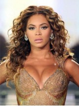 Beyonce Middenscheiding Lange Golvende Pruiken Van Echt Haar Met Kant